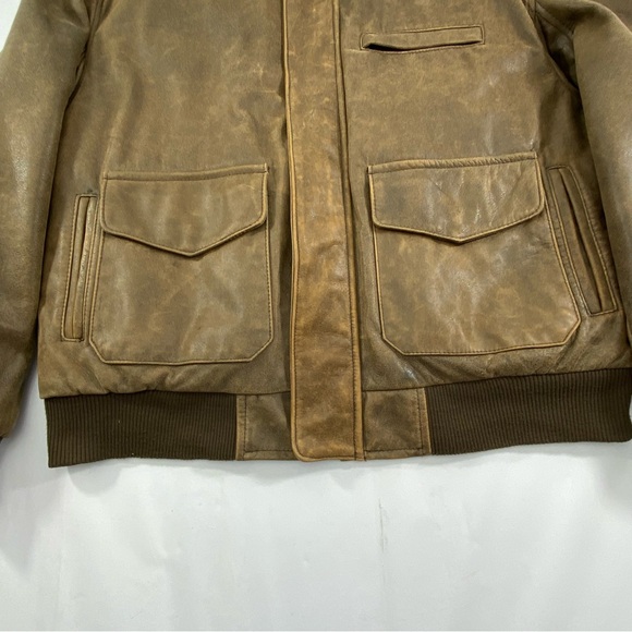 Cabelas Bomber Brown Soft Leather Jacket Men’s XL Regular Aviator Flight A 261 - Picture 2 of 16
